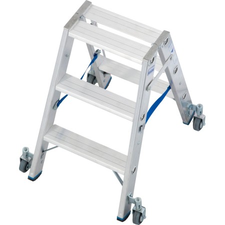 Stabilo Stufen-Doppelleiter, fahrbar 2x3 Stufen