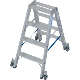 Stabilo Stufen-Doppelleiter, fahrbar 2x4 Stufen