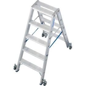 Stabilo Stufen-Doppelleiter, fahrbar 2x5 SStufen