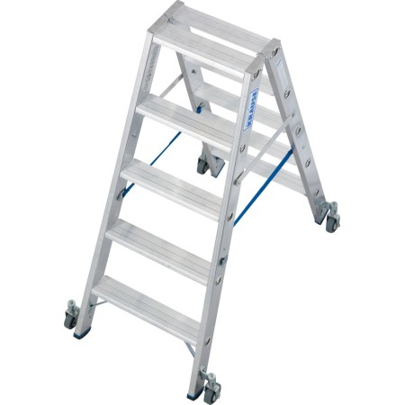 Stabilo Stufen-Doppelleiter, fahrbar 2x5 SStufen