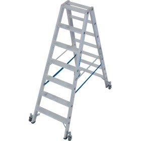 Stabilo Stufen-Doppelleiter, fahrbar 2x7 Stufen