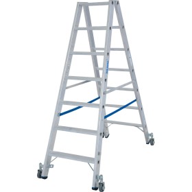 Stabilo Stufen-Doppelleiter, fahrbar 2x7 Stufen
