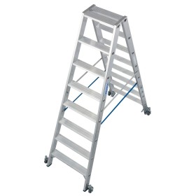 Stabilo Stufen-Doppelleiter, fahrbar 2x8 Stufen