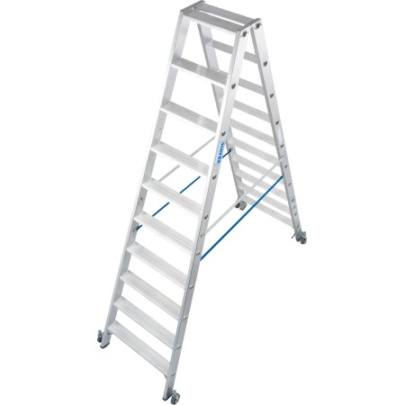 Stabilo Stufen-Doppelleiter, fahrbar 2x10 Stufen