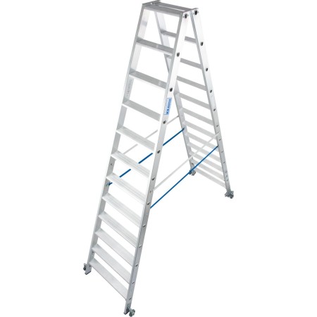 Stabilo Stufen-Doppelleiter, fahrbar 2x12 Stufen