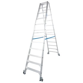 Stabilo Stufen-Doppelleiter, fahrbar 2x12 Stufen