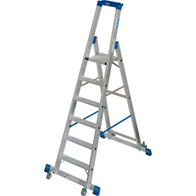 Stabilo Stufen-Stehleiter, fahrbar mit Traverse 6 Stufen