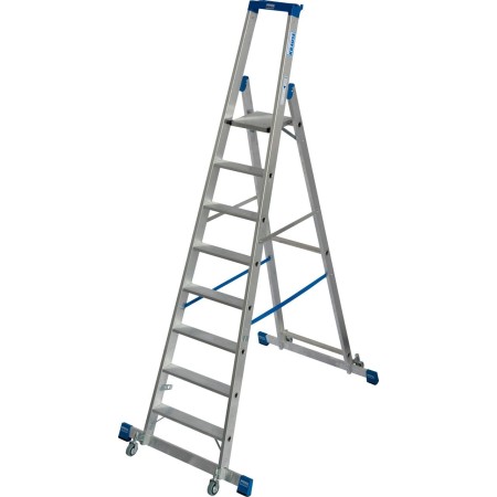 Stabilo Stufen-Stehleiter, fahrbar mit Traverse 8 Stufen