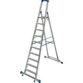 Stabilo Stufen-Stehleiter, fahrbar mit Traverse 10 Stufen