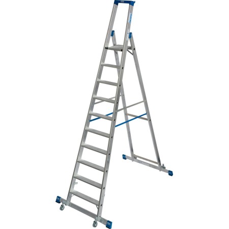 Stabilo Stufen-Stehleiter, fahrbar mit Traverse 10 Stufen