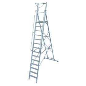 Stabilo Stufen-Stehleiter mit großer Plattform und Sicherheitsbügel 14 Stufen