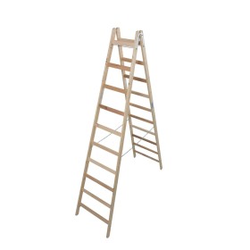 Sprossen-Doppelleiter (Holz) 2x10 Sprossen