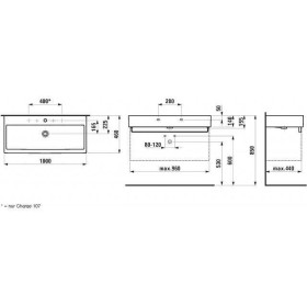Vasque LAUFEN Living City 100 cm avec trop-plein, sans trou de robinet