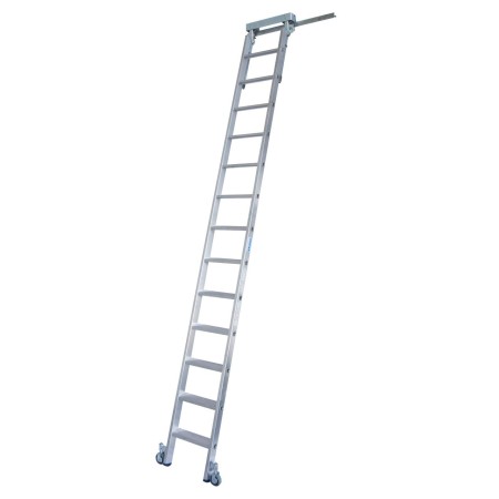 Stufen-RegalLeiter für T-Schienenanlage, 13 Stufen