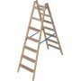 Holz Stufen/Sprossen Doppelleiter 2x7 Stufen