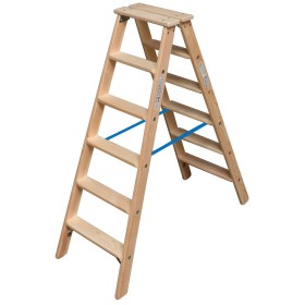 STABILO Stufen-DoppelLeiter Holz, 2x6 Stufen