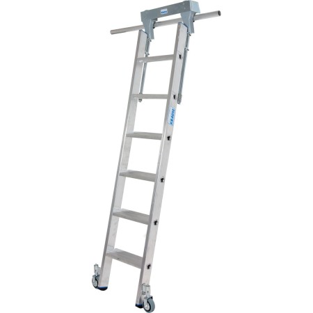 Stufen-RegalLeiter für Rundrohr-Schienenanlage, 6 Stufen