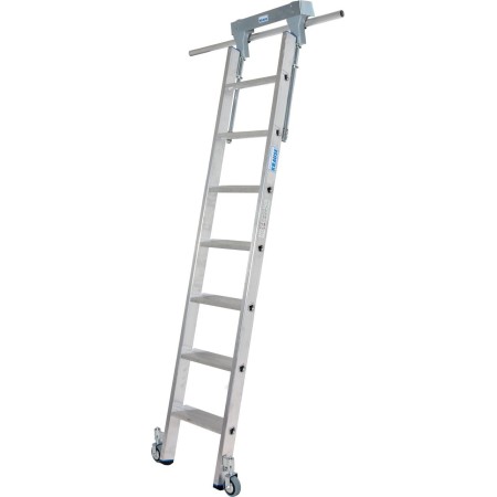 Stufen-RegalLeiter für Rundrohr-Schienenanlage, 7 Stufen