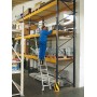 Stufen-RegalLeiter für Doppelregal mit Rundrohr-Schienenanlage, 7 Stufen