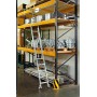 Stufen-RegalLeiter für Doppelregal mit Rundrohr-Schienenanlage, 11 Stufen