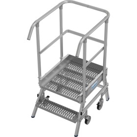 Stabilo Podestleiter fahrbar, einseitig begehbar,  Profilrost mit R13-Stufen, 2 Stufen