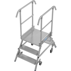 Stabilo Podestleiter fahrbar, beidseitig begehbar, 2 x 3 Sprossen inklusive Plattform