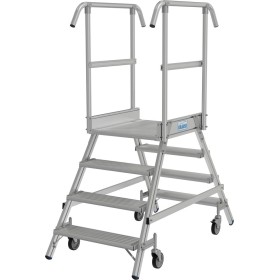 Stabilo Podestleiter fahrbar, beidseitig begehbar, 2 x 4 Stufen inklusive Plattform