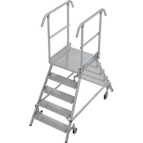 Stabilo Podestleiter fahrbar, beidseitig begehbar, 2 x 5 Stufen inklusive Plattform