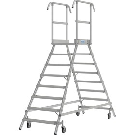 Stabilo Podestleiter fahrbar, beidseitig begehbar, 2 x 8 Stufen inklusive Plattform
