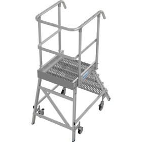 Stabilo Podestleiter fahrbar, einseitig begehbar,  Profilrost mit R13-Stufen, 4 Stufen