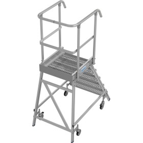 Stabilo Podestleiter fahrbar, einseitig begehbar,  Profilrost mit R13-Stufen, 5 Stufen
