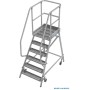 Stabilo Podestleiter fahrbar, einseitig begehbar,  Profilrost mit R13-Stufen, 6 Stufen