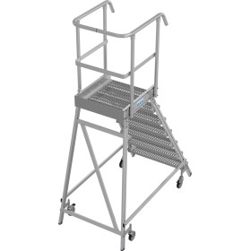 Stabilo Podestleiter fahrbar, einseitig begehbar,  Profilrost mit R13-Stufen, 7 Stufen