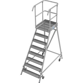 Stabilo Podestleiter fahrbar, einseitig begehbar,  Profilrost mit R13-Stufen, 8 Stufen