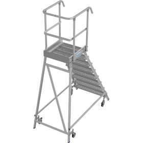Stabilo Podestleiter fahrbar, einseitig begehbar,  Profilrost mit R13-Stufen, 8 Stufen