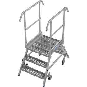 Stabilo Podestleiter fahrbar, beidseitig begehbar,  Profilrost mit R13-Stufen, 2 x 3 Stufen