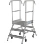 Stabilo Podestleiter fahrbar, beidseitig begehbar,  Profilrost mit R13-Stufen, 2 x 3 Stufen