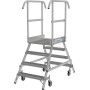 Stabilo Podestleiter fahrbar, beidseitig begehbar,  Profilrost mit R13-Stufen, 2 x 4 Stufen