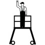 Stabilo Podestleiter fahrbar, beidseitig begehbar,  Profilrost mit R13-Stufen, 2 x 4 Stufen