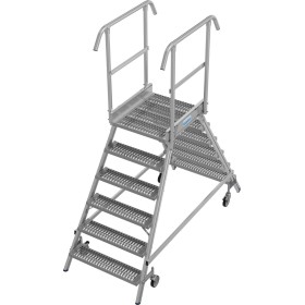 Stabilo Podestleiter fahrbar, beidseitig begehbar,  Profilrost mit R13-Stufen, 2 x 6 Stufen