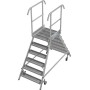 Stabilo Podestleiter fahrbar, beidseitig begehbar,  Profilrost mit R13-Stufen, 2 x 6 Stufen