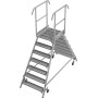 Stabilo Podestleiter fahrbar, beidseitig begehbar,  Profilrost mit R13-Stufen, 2 x 7 Stufen
