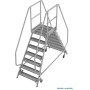 Stabilo Podestleiter fahrbar, beidseitig begehbar,  Profilrost mit R13-Stufen, 2 x 7 Stufen