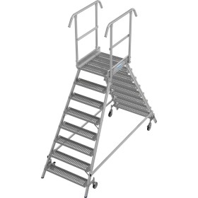 Stabilo Podestleiter fahrbar, beidseitig begehbar,  Profilrost mit R13-Stufen, 2 x 8 Stufen