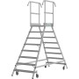 Stabilo Podestleiter fahrbar, beidseitig begehbar,  Profilrost mit R13-Stufen, 2 x 8 Stufen