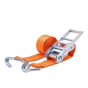 Zurrgurt 10'000kg 2-teilig 75mm – 8 m mit Druckratsche und Doppelspitzhaken – 5000daN Orange