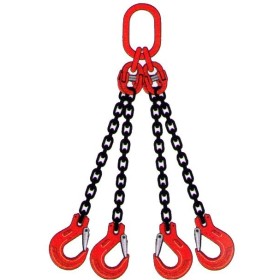 Kettengehänge 4-Strang – 11'200 kg – Nenndicke 13mm – Güteklasse 8 – mit Gabelkopfhaken & Schmiedefalle