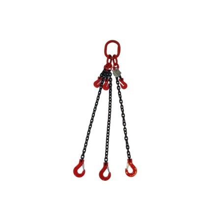 Kettengehänge 3-Strang mit Kettenkürzer – 4250 kg – Nenndicke 8mm – Güteklasse 8 – mit Gabelkopfhaken & Schmiedefalle