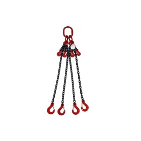 Kettengehänge 4-Strang mit Kettenkürzer – 4250 kg – Nenndicke 8mm – Güteklasse 8 – mit Gabelkopfhaken & Schmiedefalle