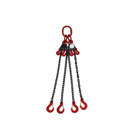 Kettengehänge 4-Strang mit Kettenkürzer – 11'200 kg – Nenndicke 13mm – Güteklasse 8 – mit Gabelkopfhaken & Schmiedefalle